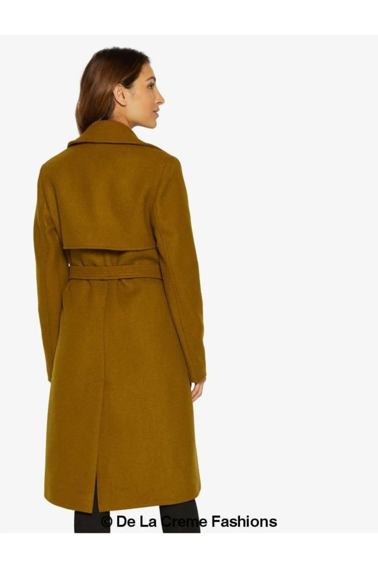 Women De La Creme Fashions Dina Lapel Collar Duster Coat With Belt