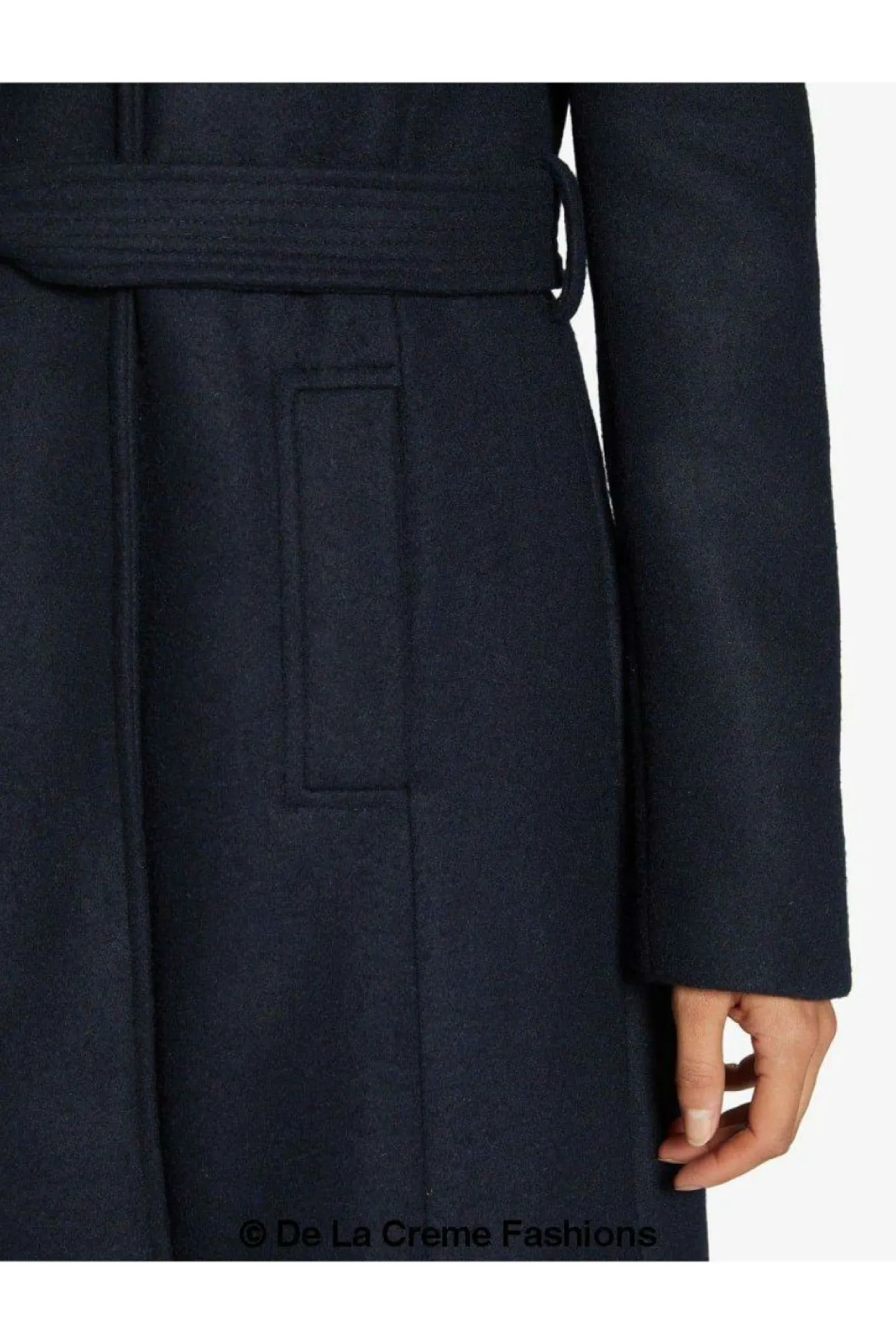 Women De La Creme Fashions Dina Lapel Collar Duster Coat With Belt