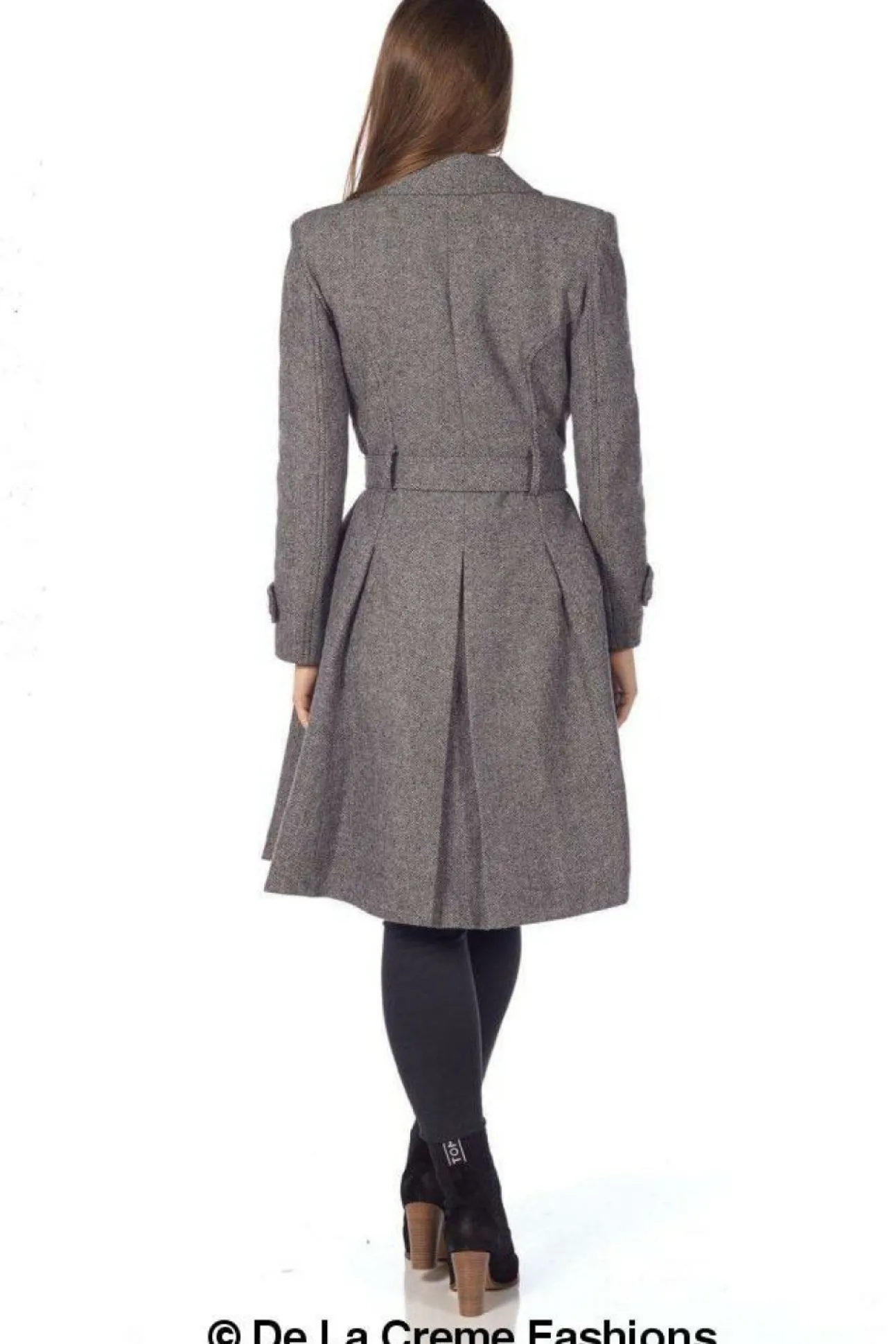 Women De La Creme Fashions Herringbone Tweed Blend Trench Coat