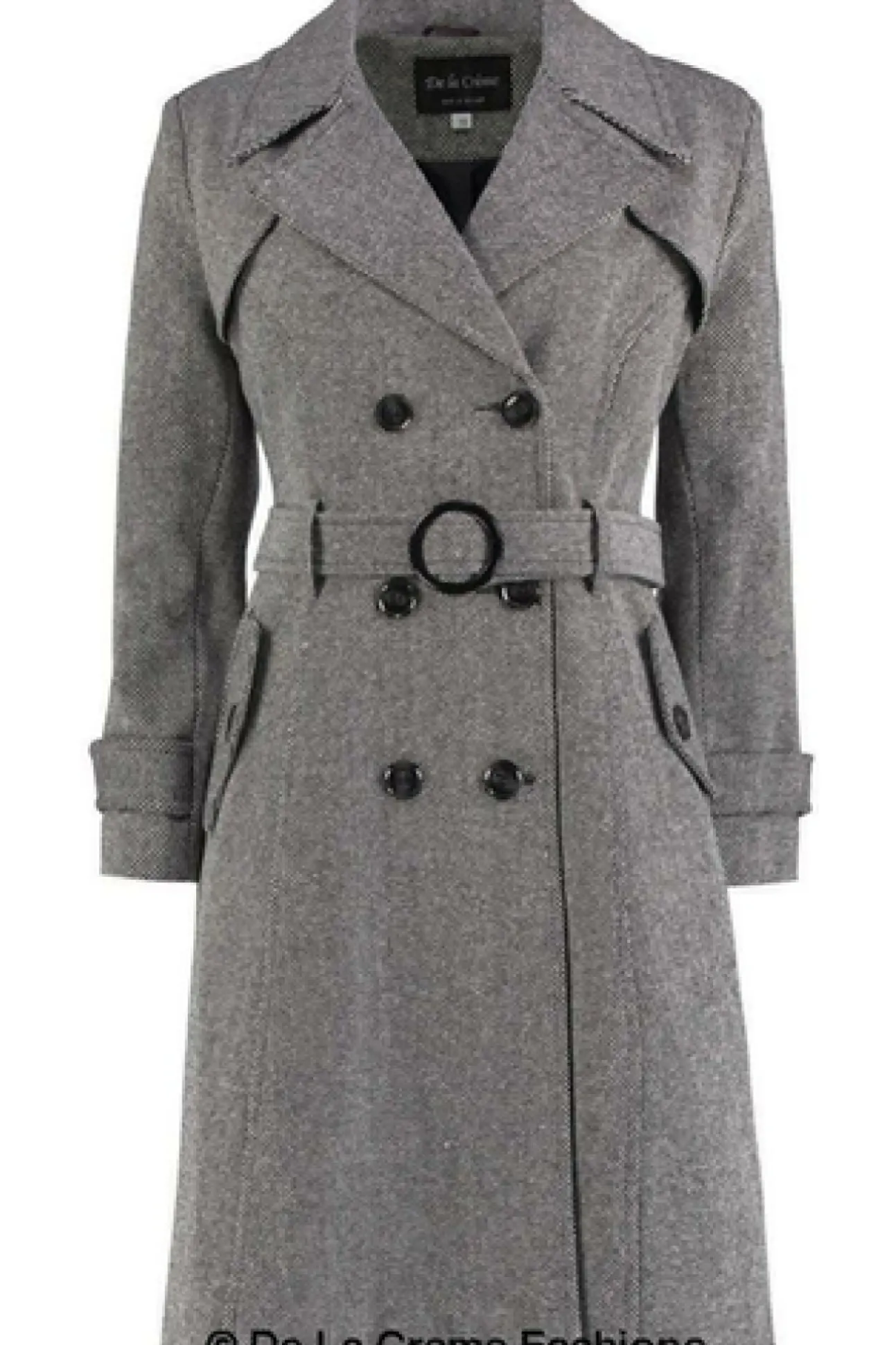Women De La Creme Fashions Herringbone Tweed Blend Trench Coat