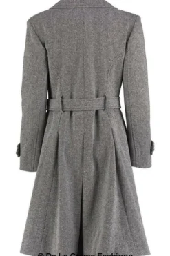 Women De La Creme Fashions Herringbone Tweed Blend Trench Coat