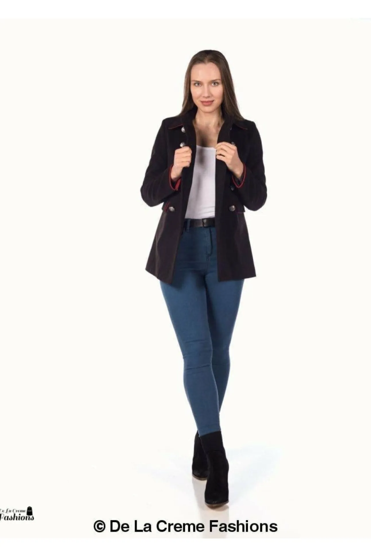 Women De La Creme Fashions Military Style Pea Coat