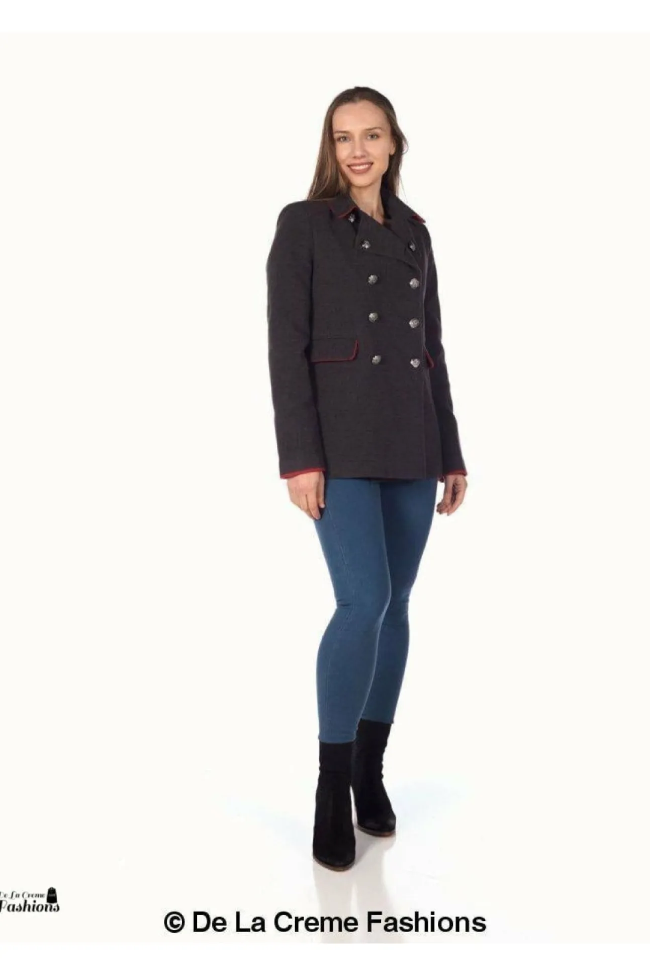 Women De La Creme Fashions Military Style Pea Coat