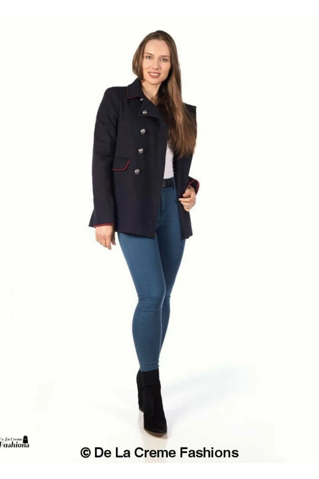 Women De La Creme Fashions Military Style Pea Coat