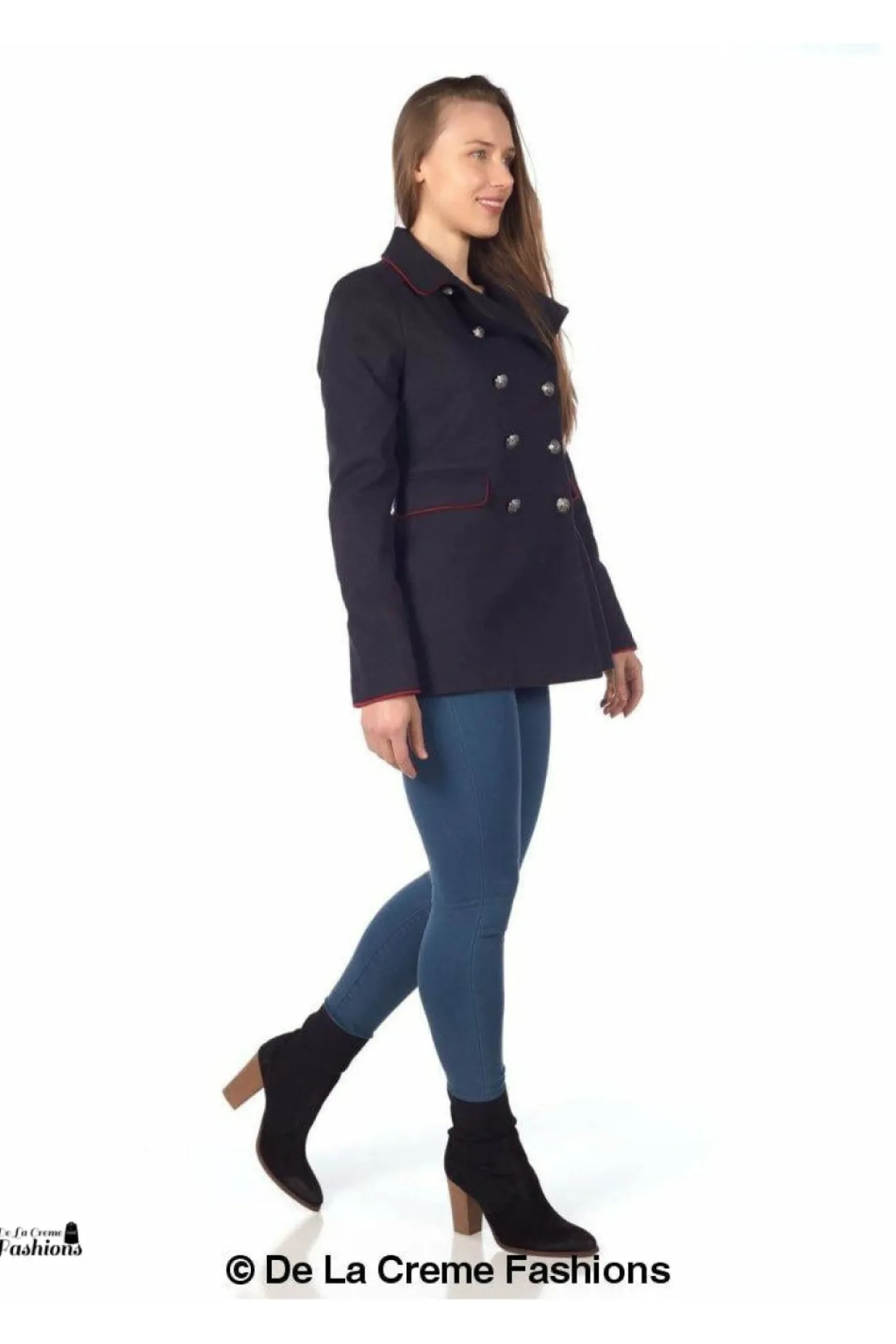 Women De La Creme Fashions Military Style Pea Coat