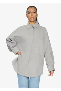 Women De La Creme Fashions Oversized Patch Pocket Shacket
