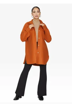 Women De La Creme Fashions Oversized Stud Button Shacket