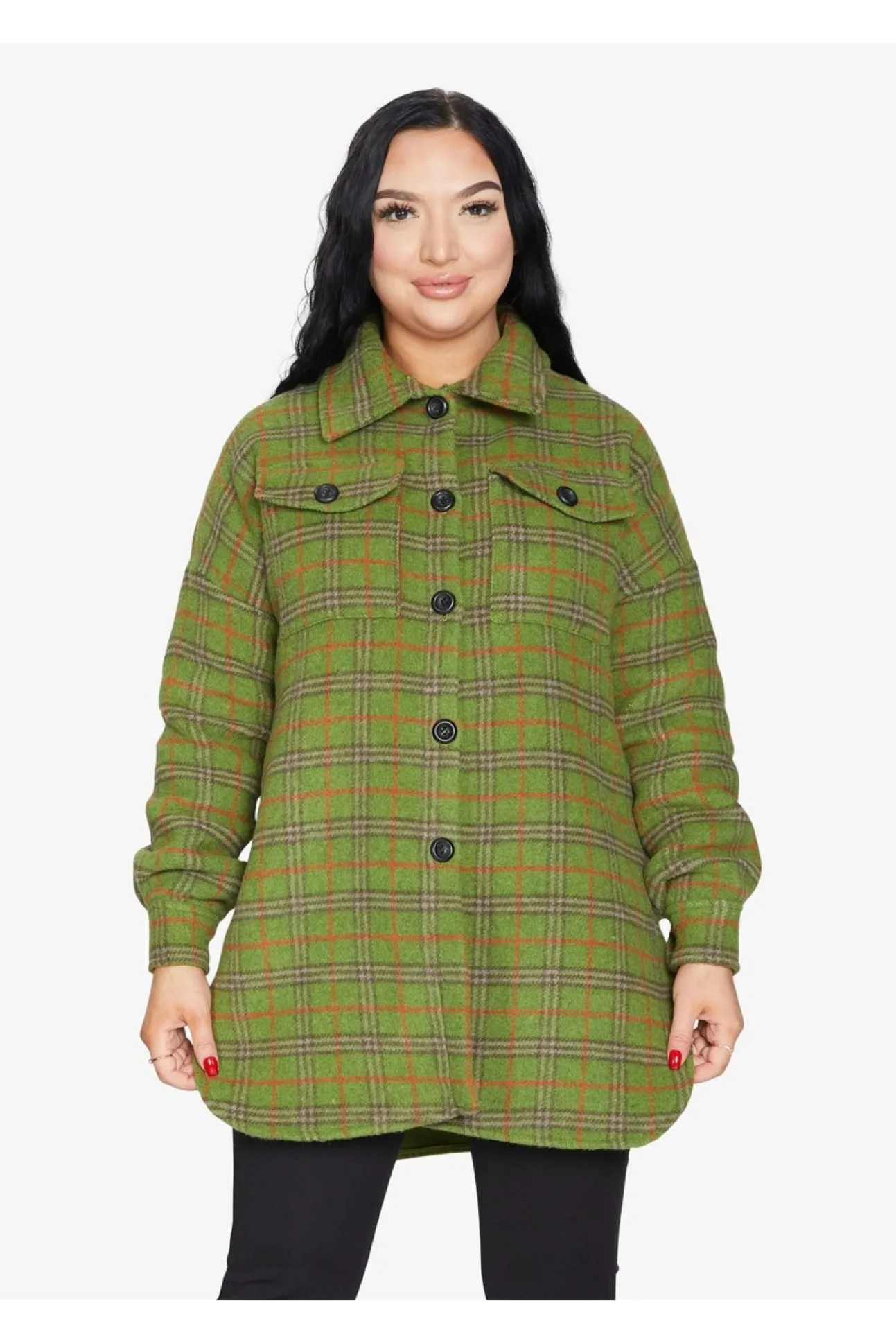 Women De La Creme Fashions Oversized Nova Check Wool Blend Shacket