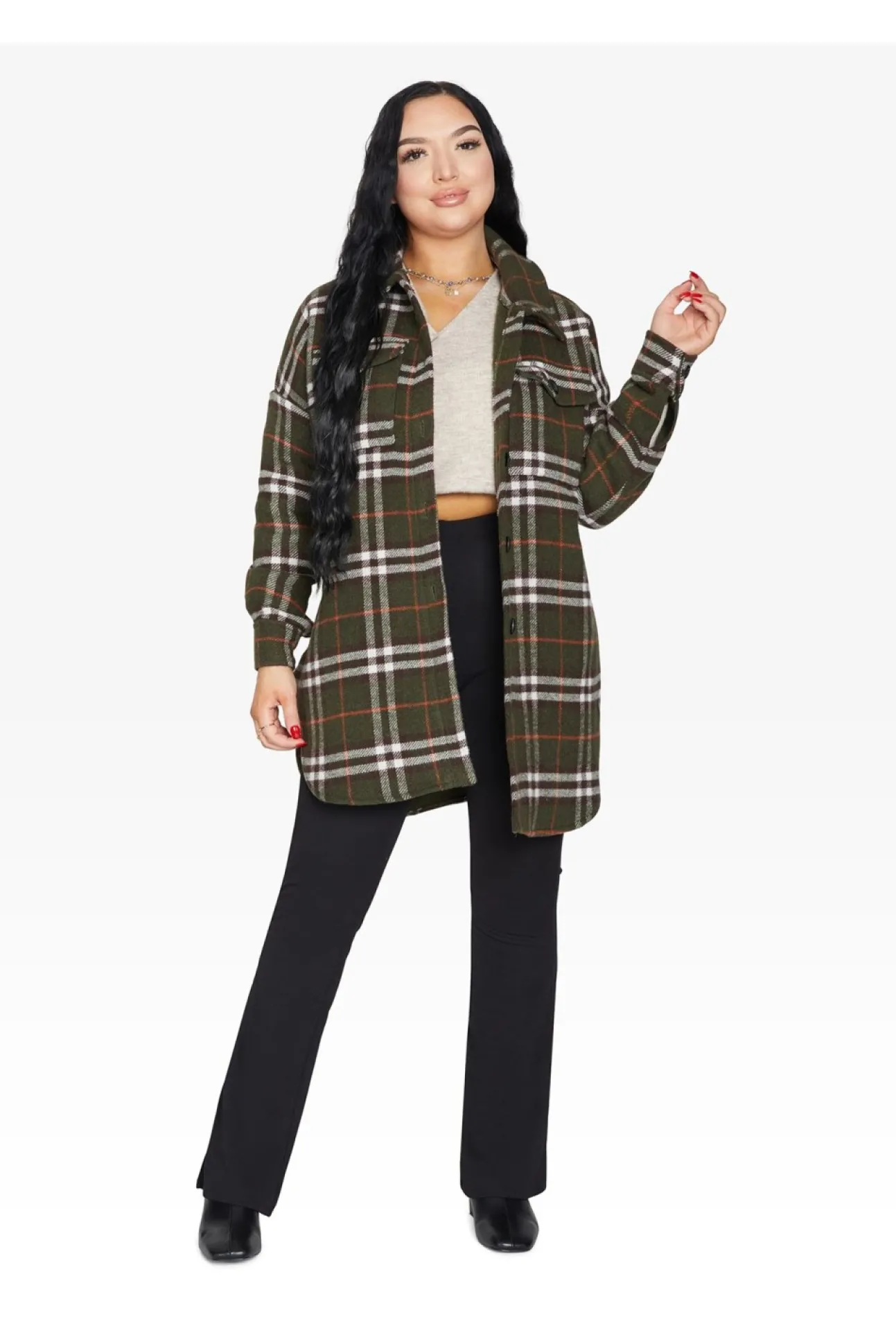 Women De La Creme Fashions Oversized Nova Check Wool Blend Shacket