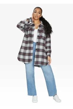 Women De La Creme Fashions Oversized Nova Check Wool Blend Shacket
