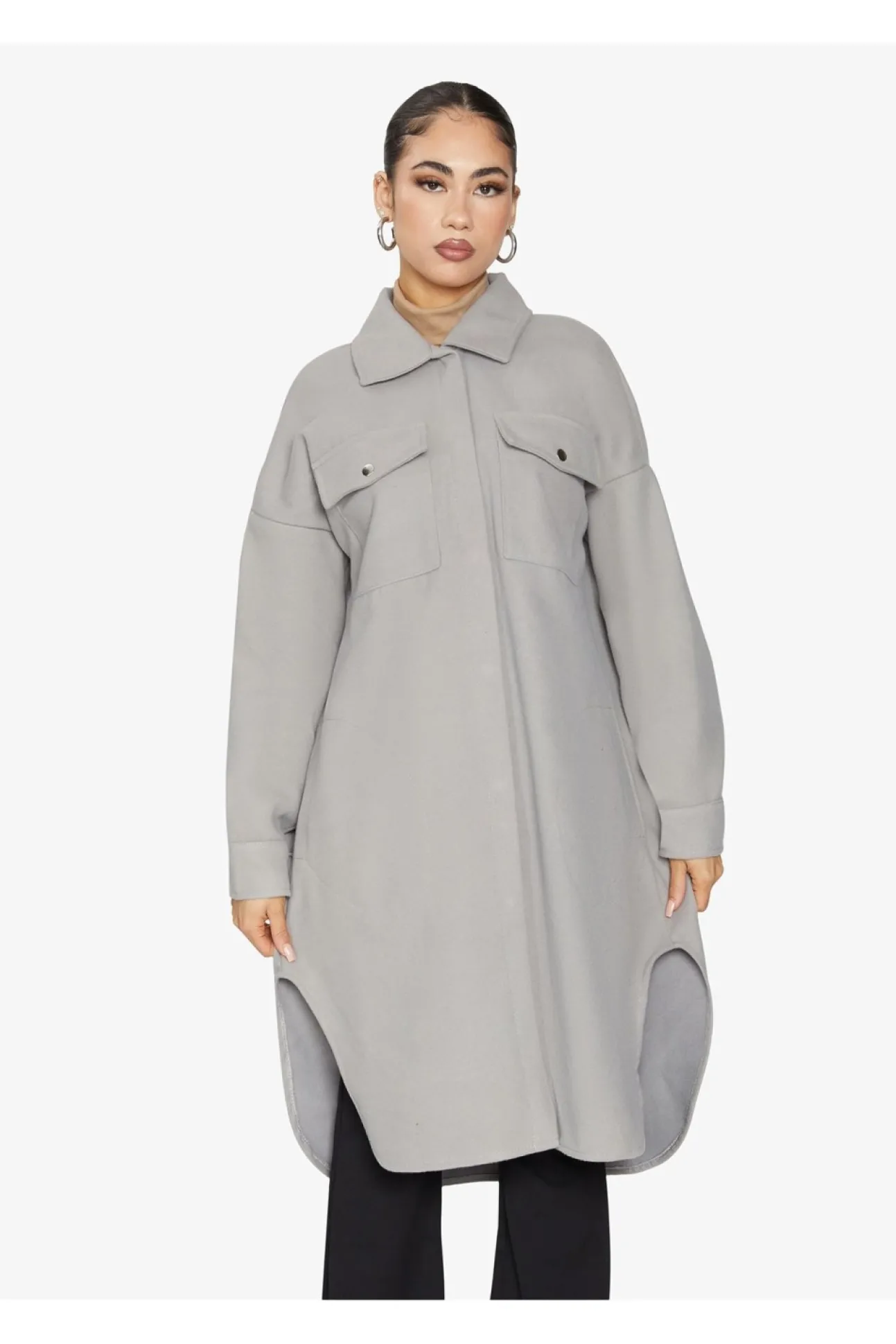 Women De La Creme Fashions Oversized Longline Shacket