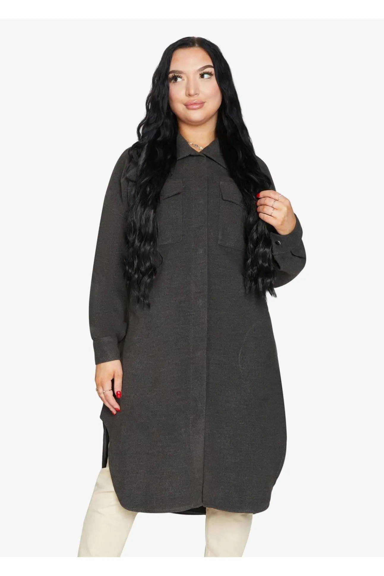 Women De La Creme Fashions Oversized Longline Shacket