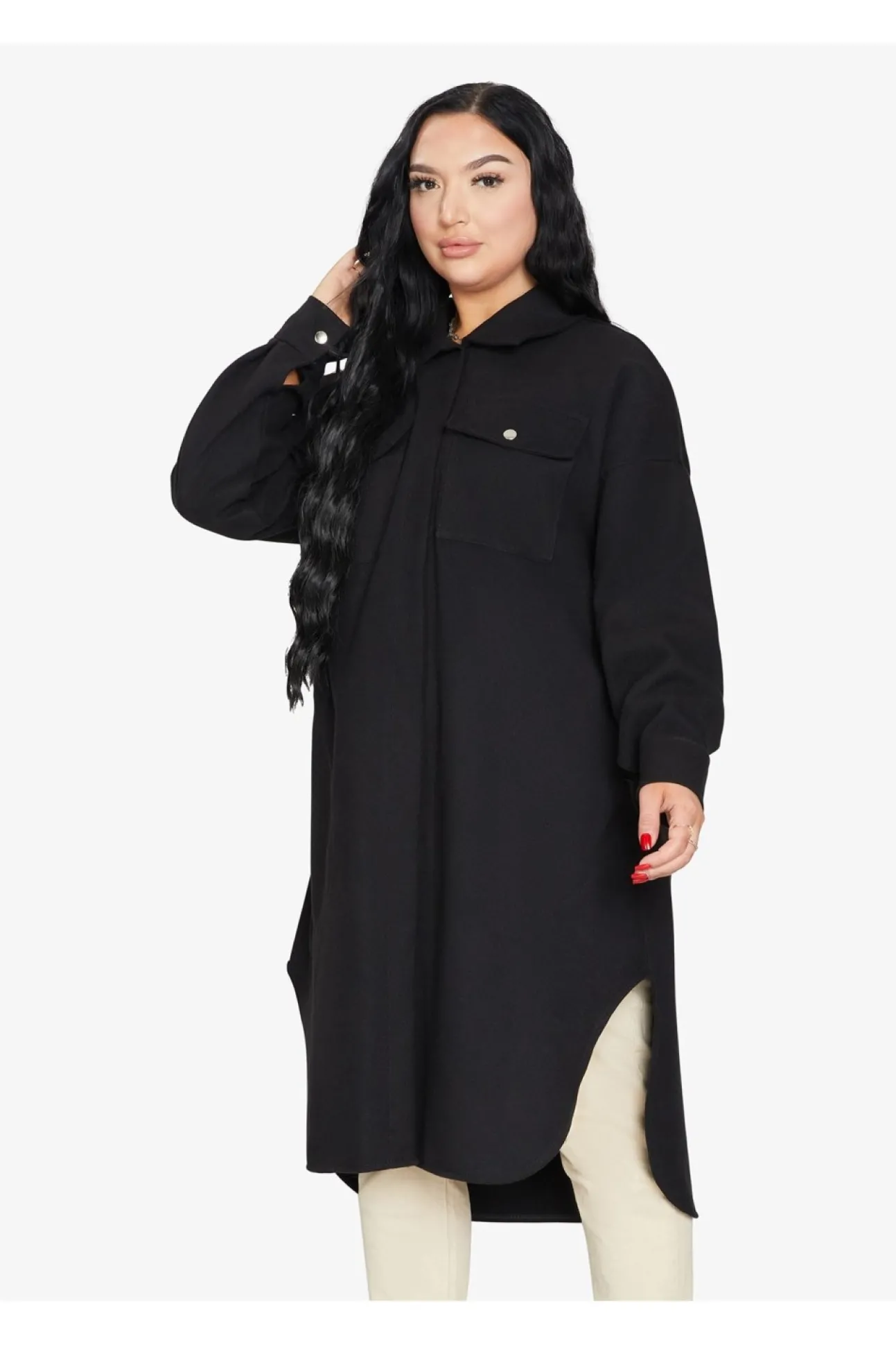 Women De La Creme Fashions Oversized Longline Shacket