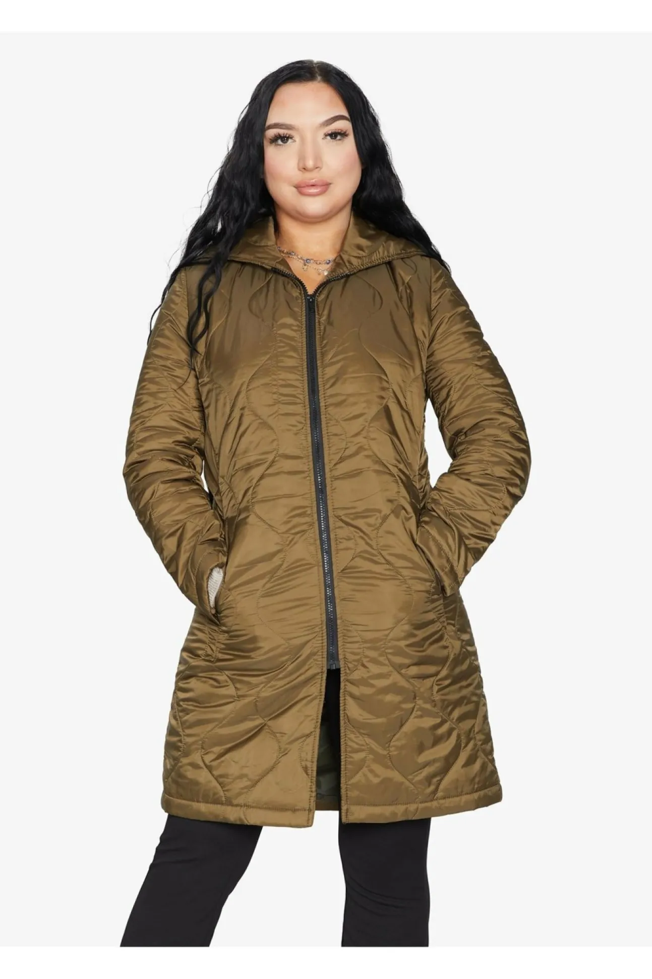 Women De La Creme Fashions Padded Quilted Down Hooded Jacket