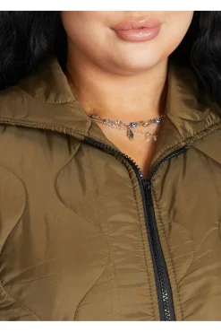 Women De La Creme Fashions Padded Quilted Down Hooded Jacket