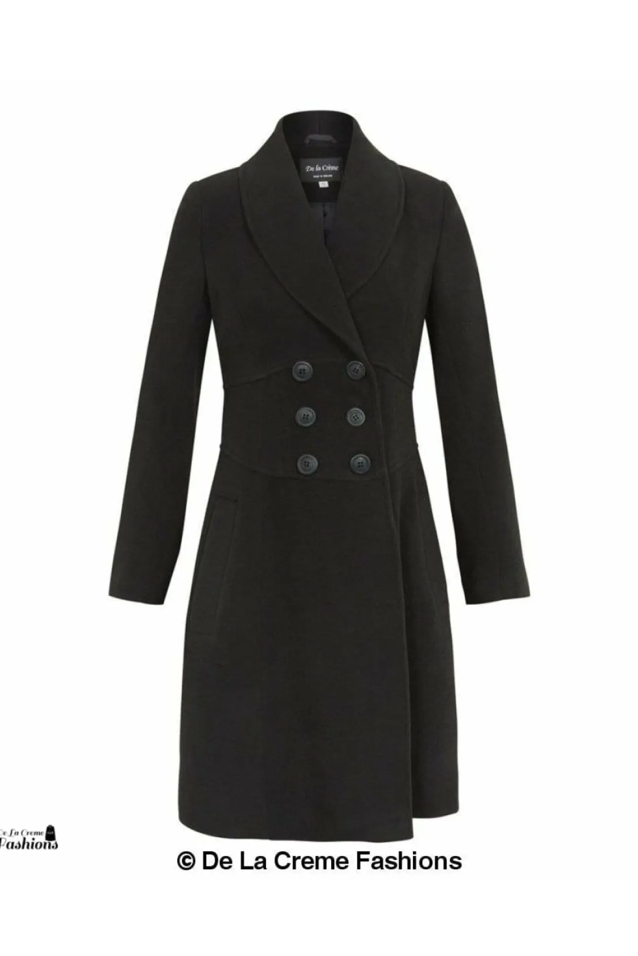 Women De La Creme Fashions Slim Fit Double Breast Roll Collar Coat