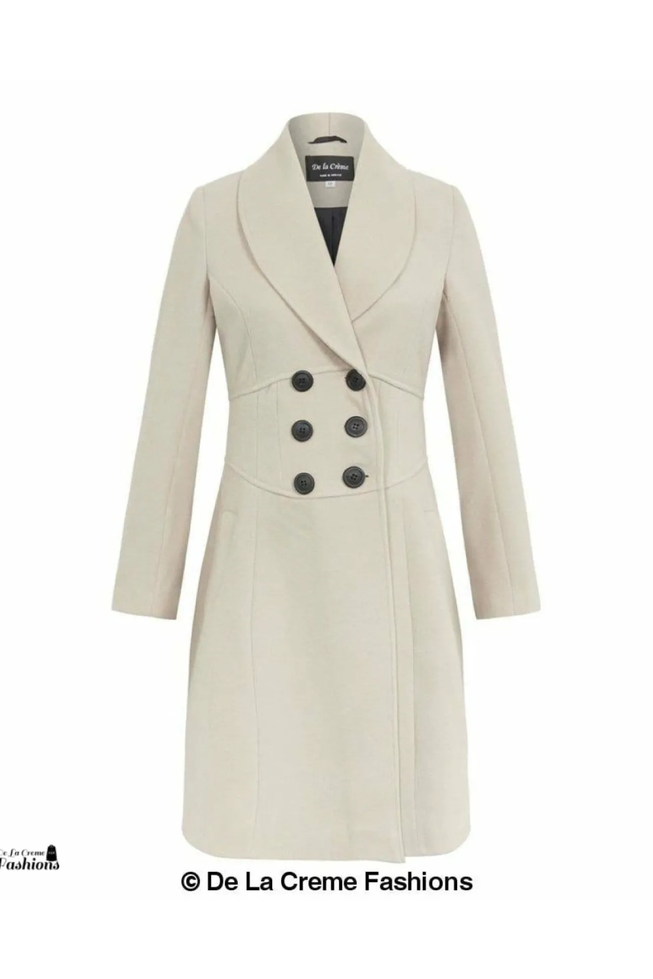 Women De La Creme Fashions Slim Fit Double Breast Roll Collar Coat
