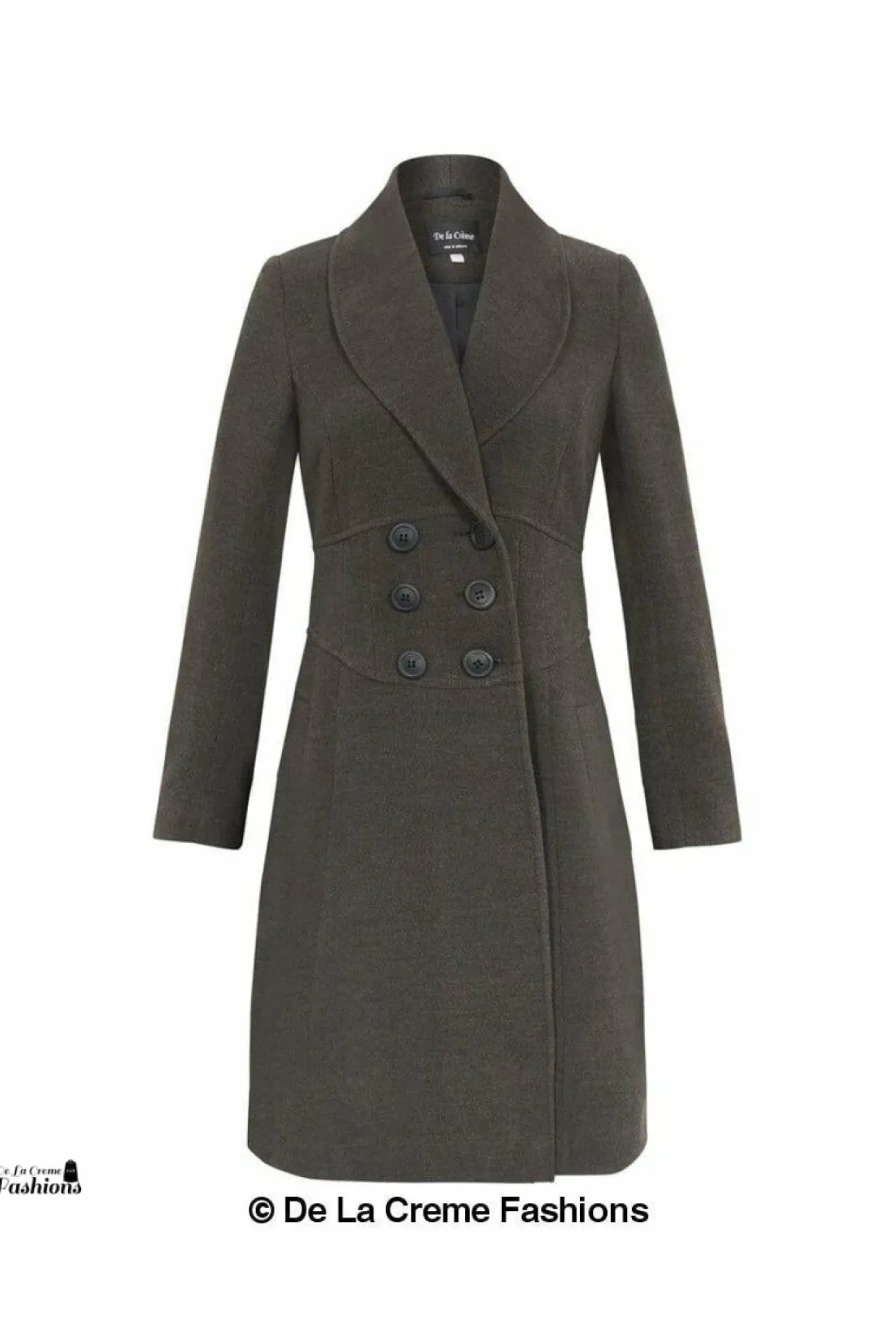 Women De La Creme Fashions Slim Fit Double Breast Roll Collar Coat
