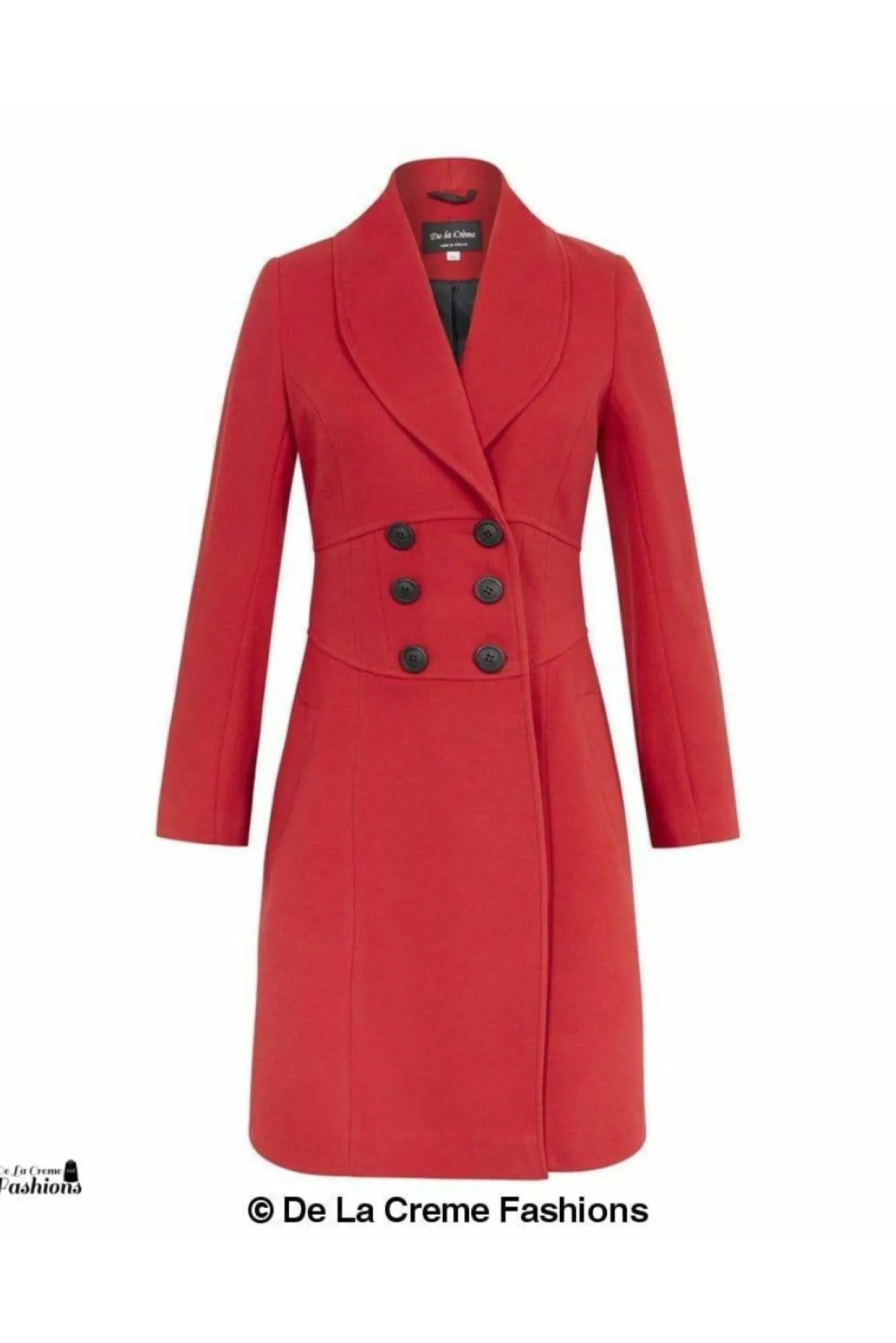 Women De La Creme Fashions Slim Fit Double Breast Roll Collar Coat