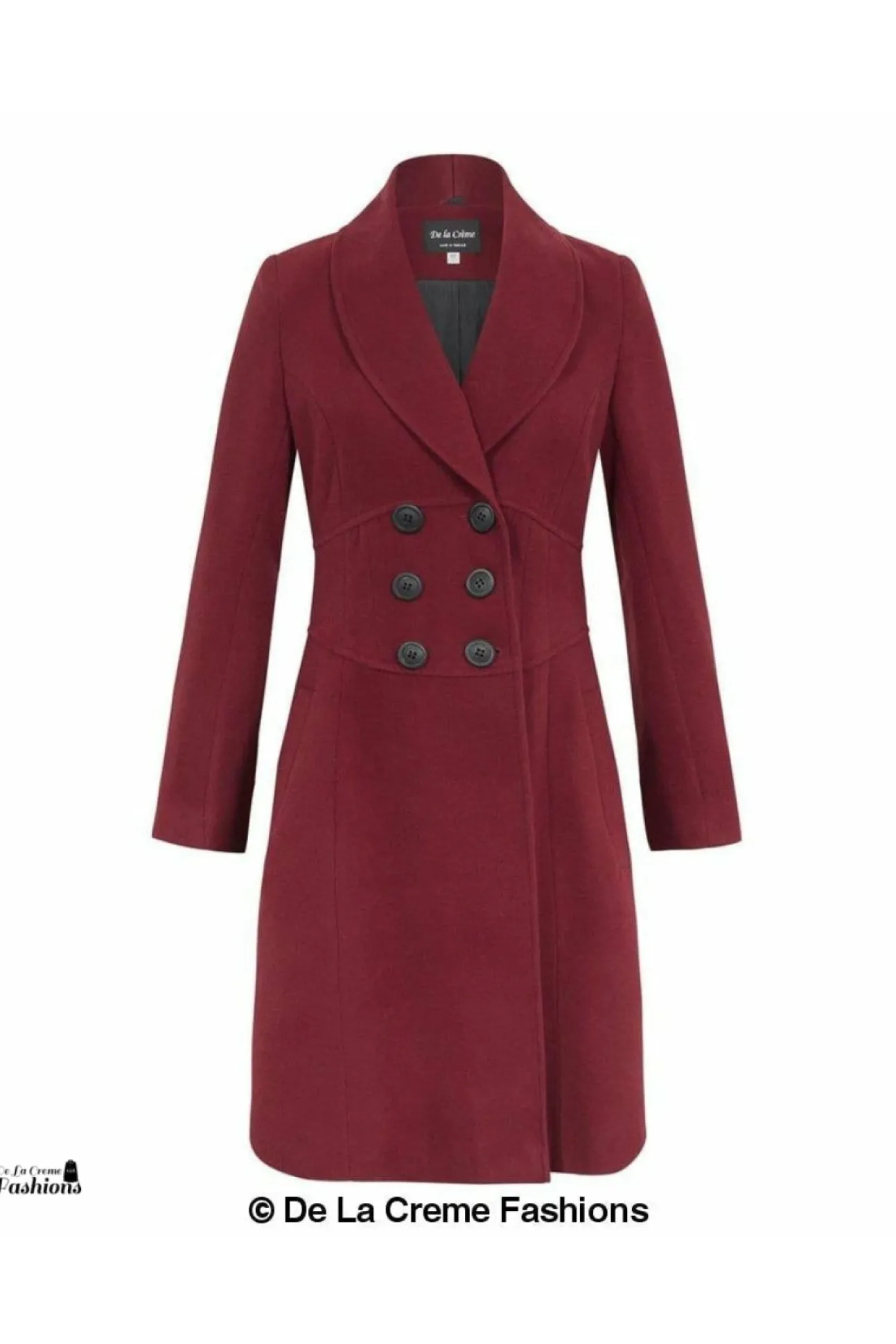 Women De La Creme Fashions Slim Fit Double Breast Roll Collar Coat