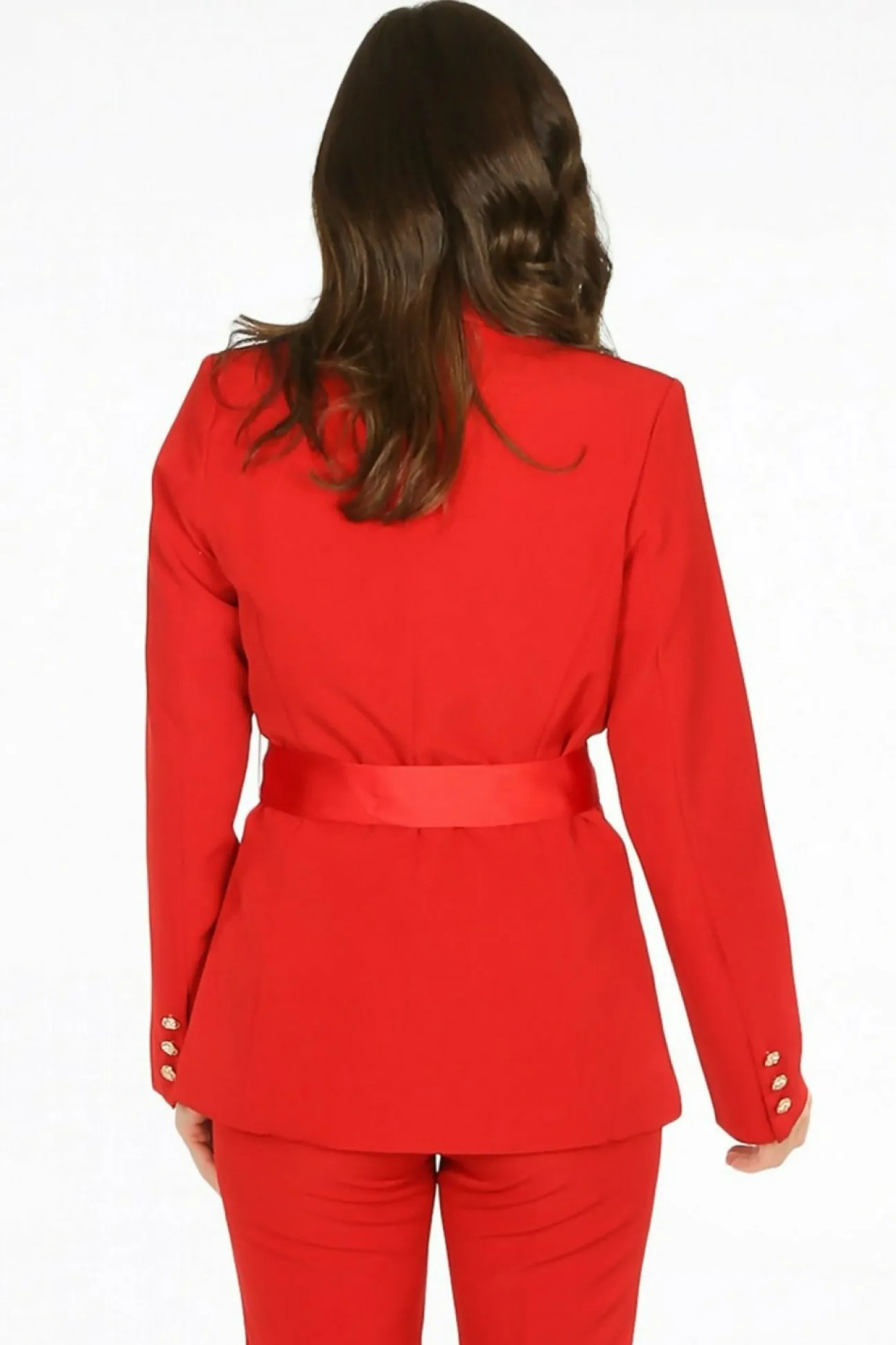 Women De La Creme Fashions Tailo Belted Blazer With Satin Lapel