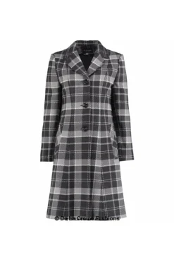 Women De La Creme Fashions Tartan Check Single Breasted Coat