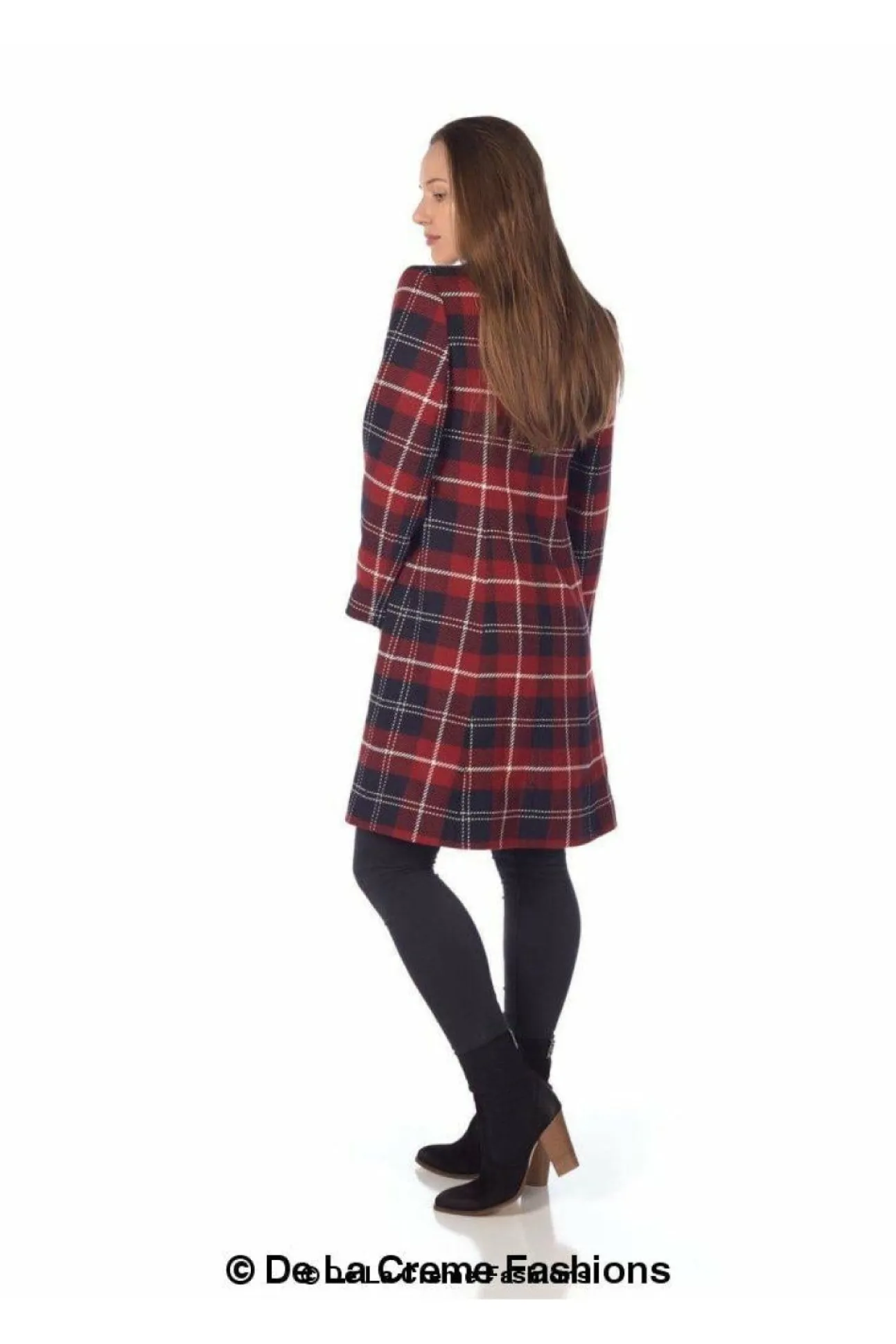 Women De La Creme Fashions Tartan Check Single Breasted Coat