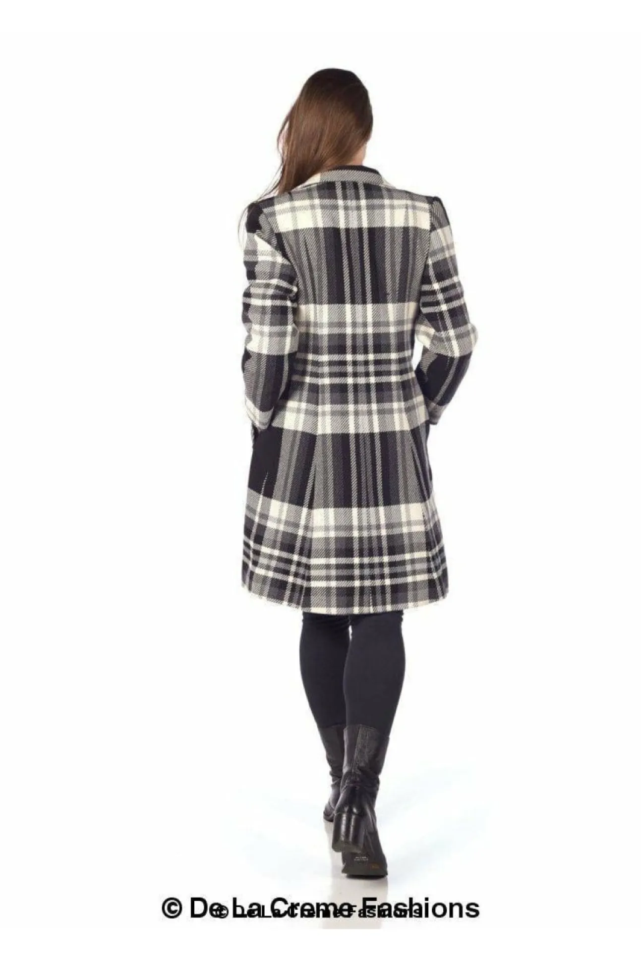 Women De La Creme Fashions Tartan Check Single Breasted Coat