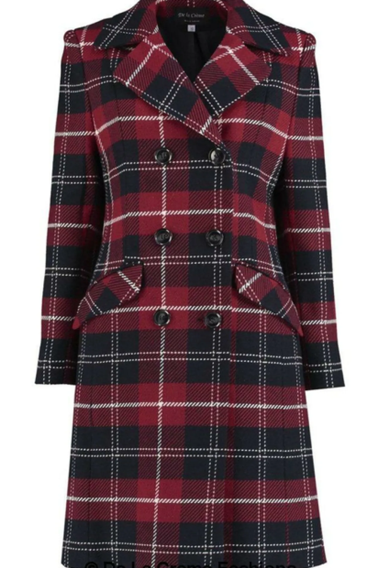 Women De La Creme Fashions Tartan Check Double Breasted Coat