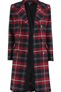 Women De La Creme Fashions Tartan Check Double Breasted Coat