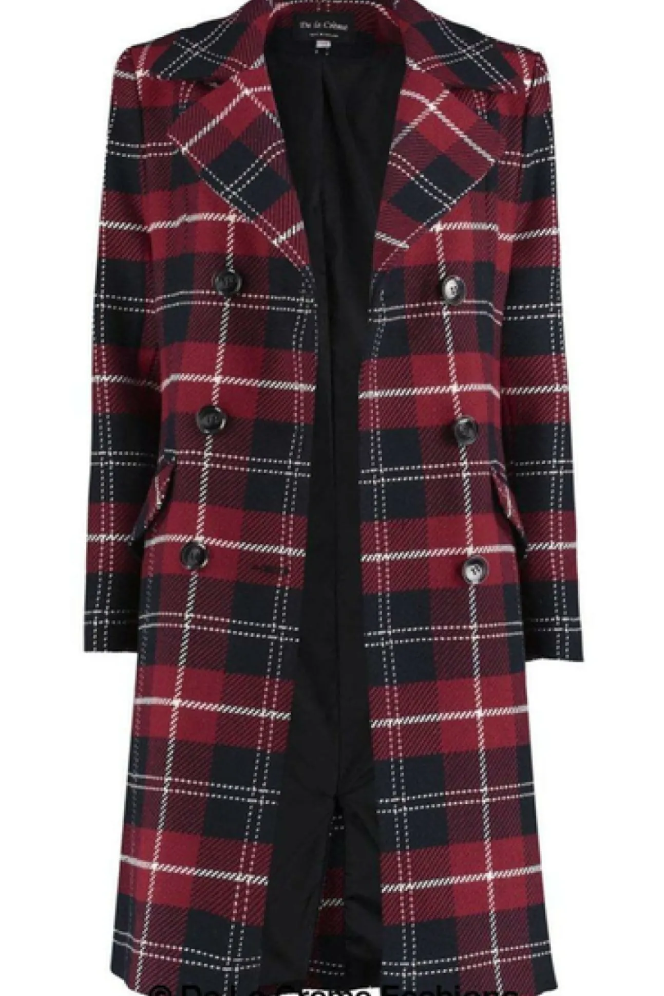 Women De La Creme Fashions Tartan Check Double Breasted Coat