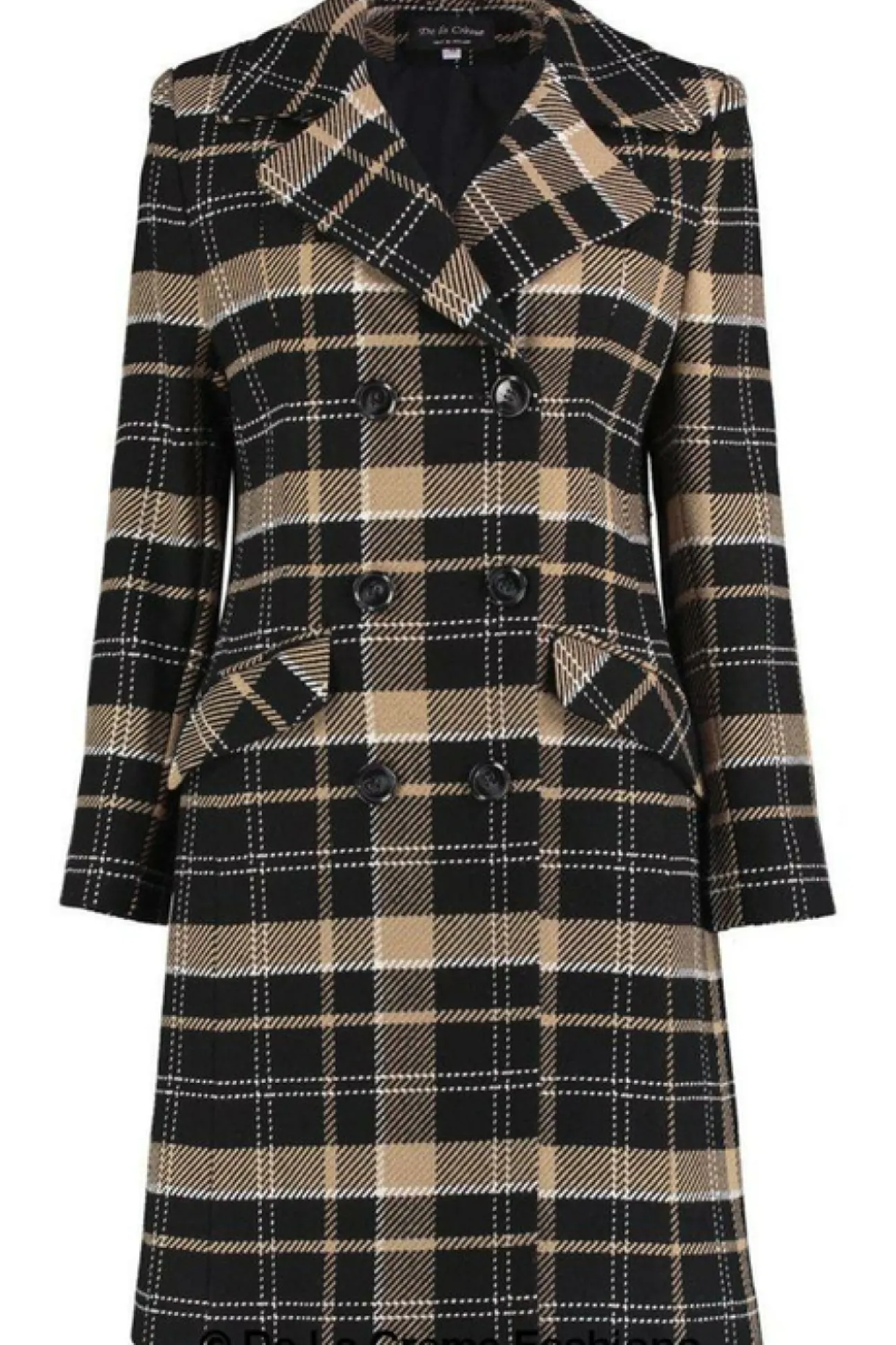 Women De La Creme Fashions Tartan Check Double Breasted Coat