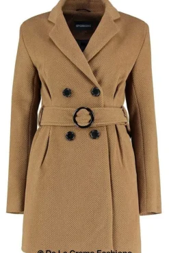 Women De La Creme Fashions Textured Short Belted Coat