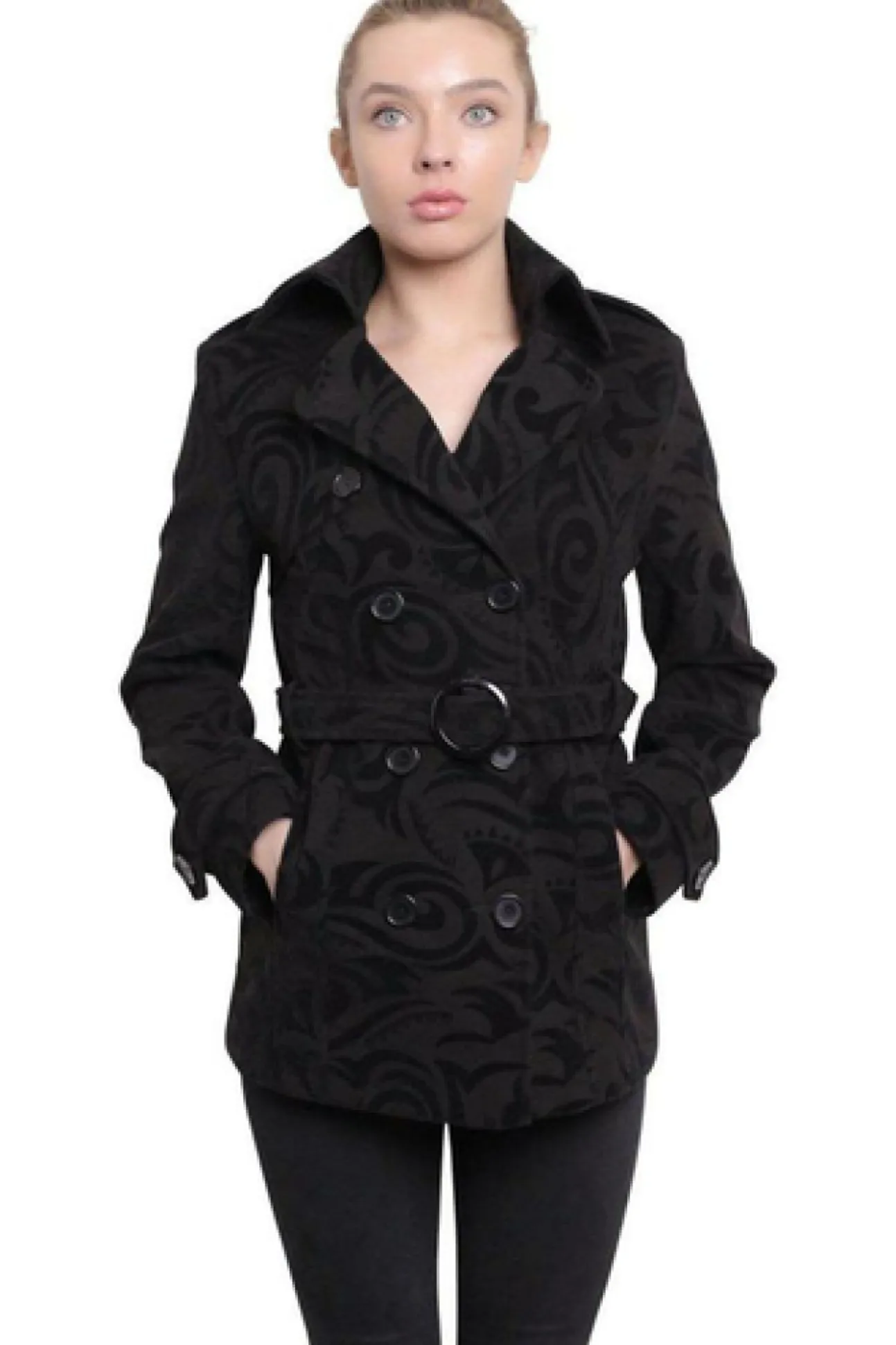 Women De La Creme Fashions Tribal Print Double Breasted Short Coat