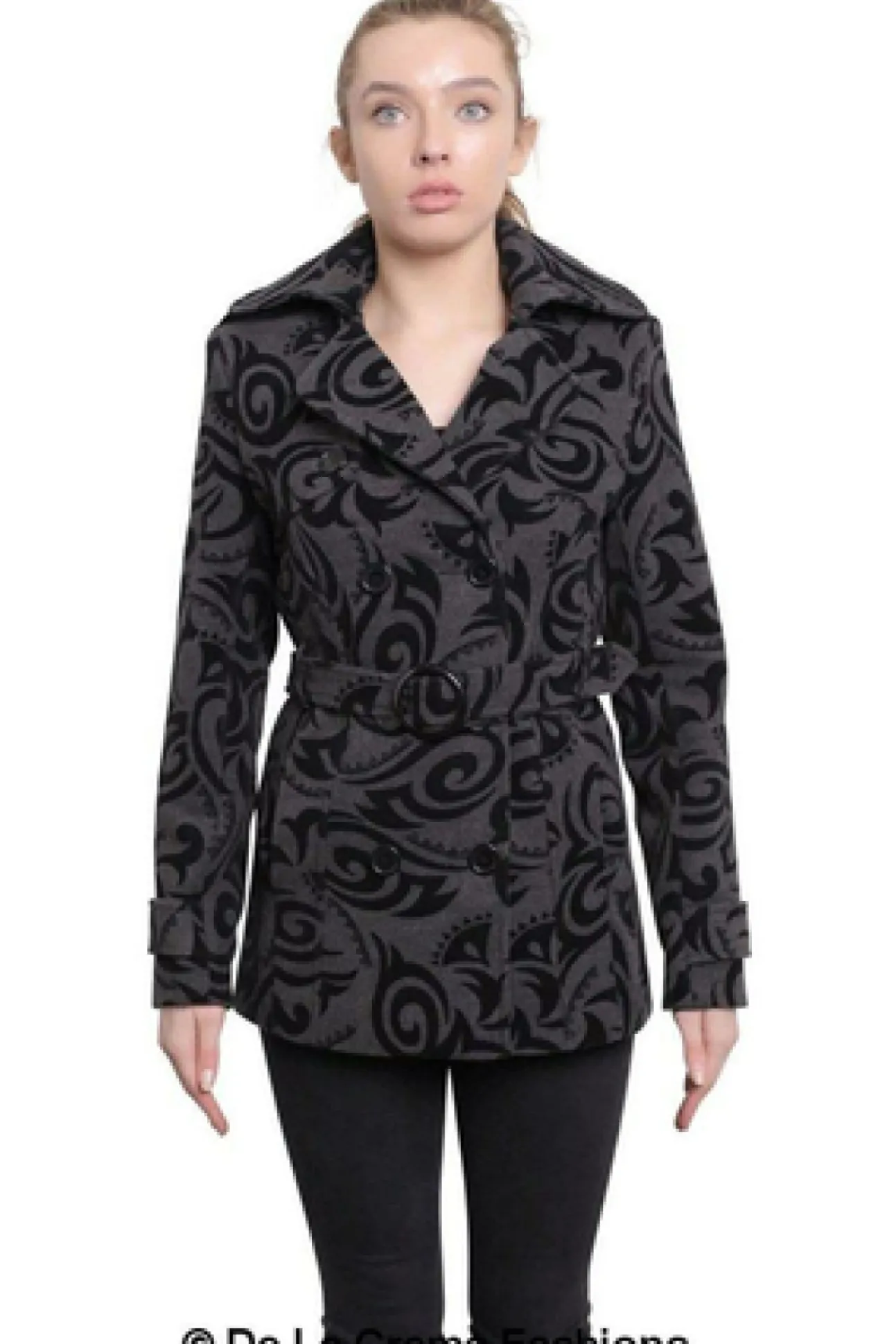 Women De La Creme Fashions Tribal Print Double Breasted Short Coat