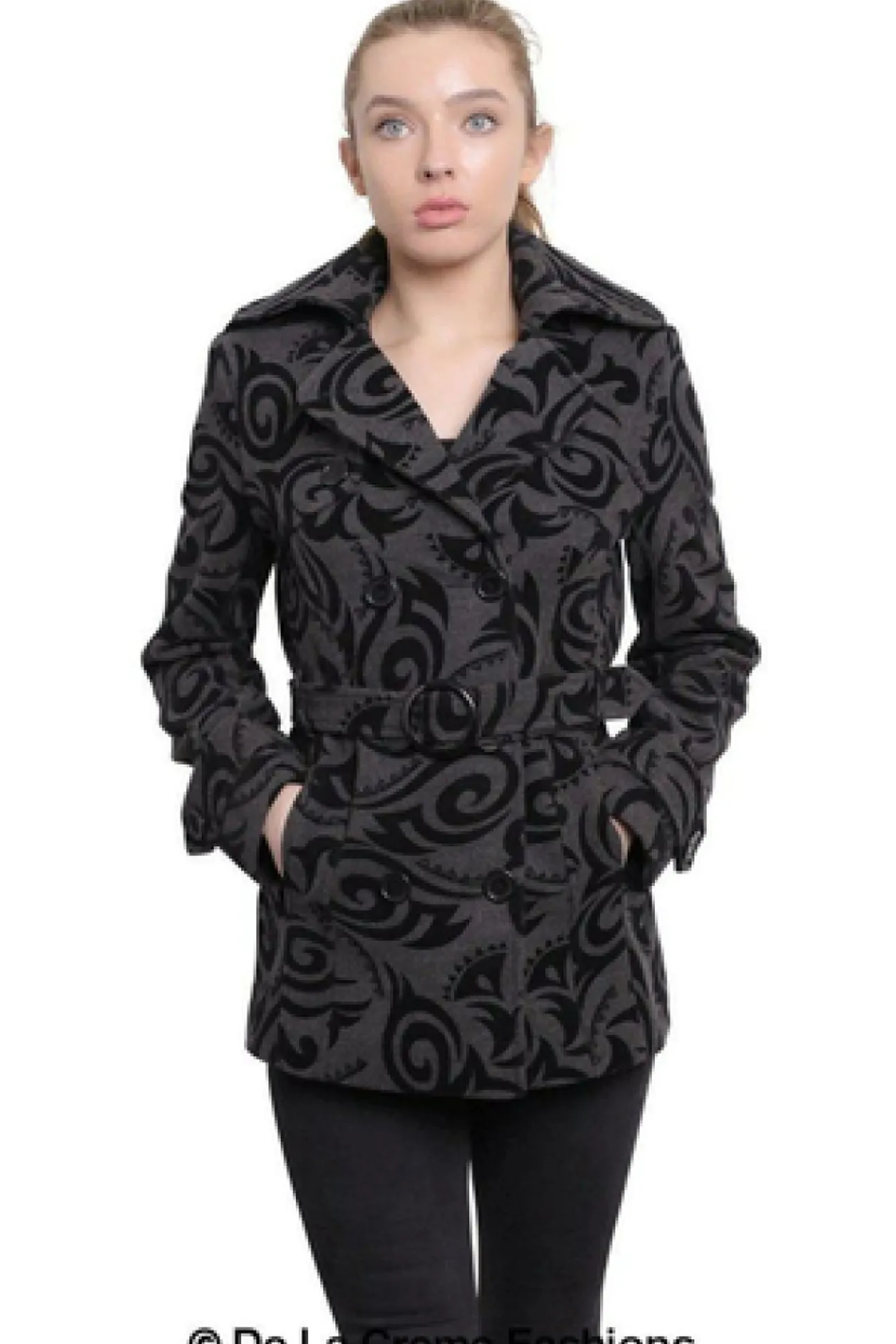 Women De La Creme Fashions Tribal Print Double Breasted Short Coat