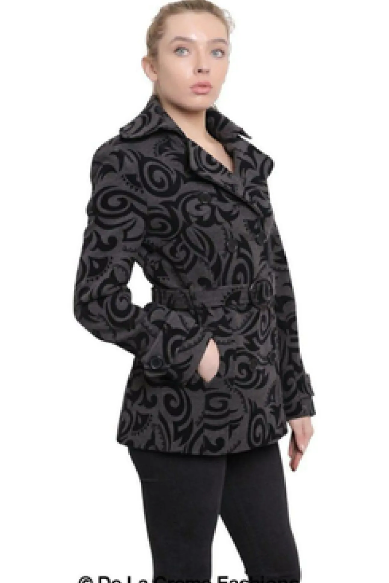 Women De La Creme Fashions Tribal Print Double Breasted Short Coat