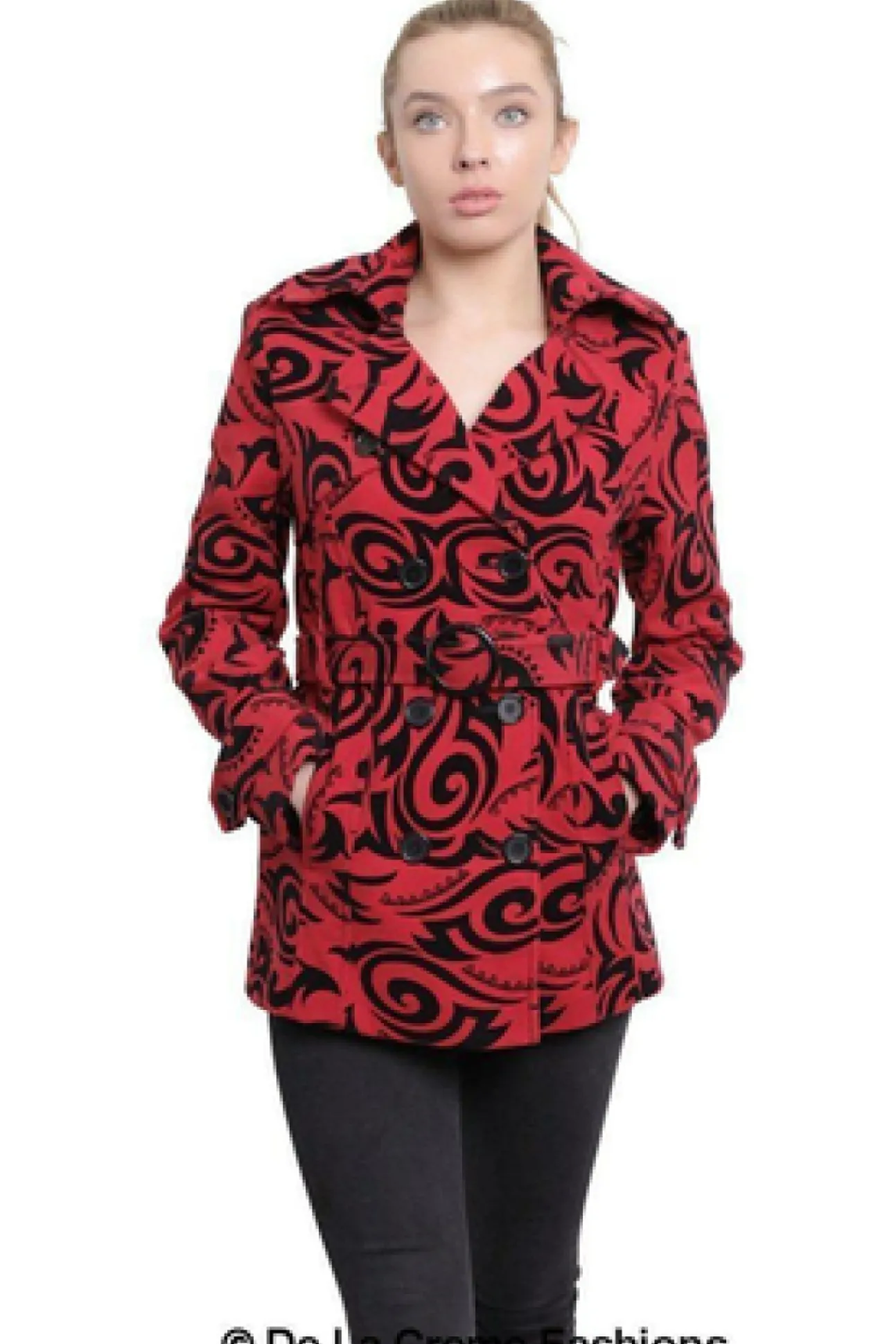 Women De La Creme Fashions Tribal Print Double Breasted Short Coat