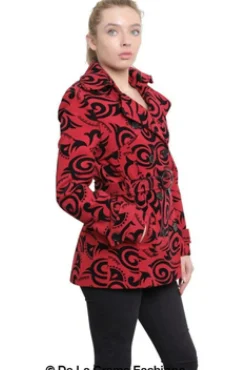 Women De La Creme Fashions Tribal Print Double Breasted Short Coat