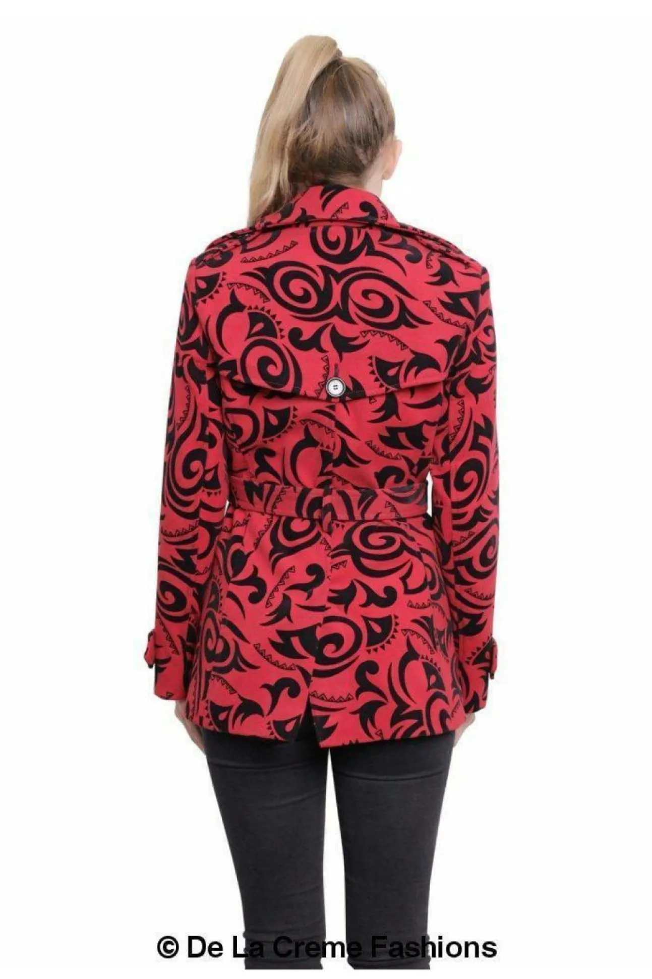 Women De La Creme Fashions Tribal Print Double Breasted Short Coat