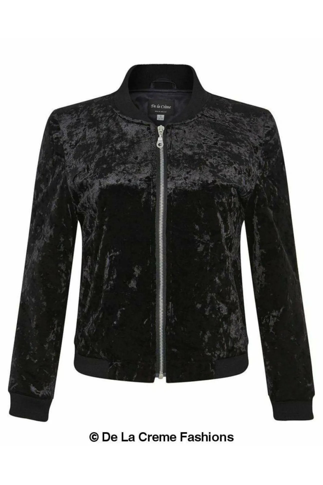 Women De La Creme Fashions Velvet Zip-Thru Varsity Bomber Jacket