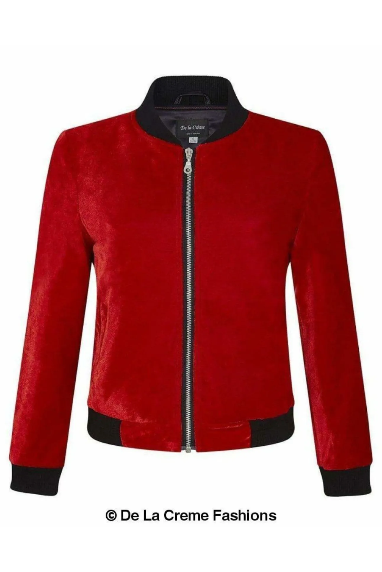 Women De La Creme Fashions Velvet Zip-Thru Varsity Bomber Jacket
