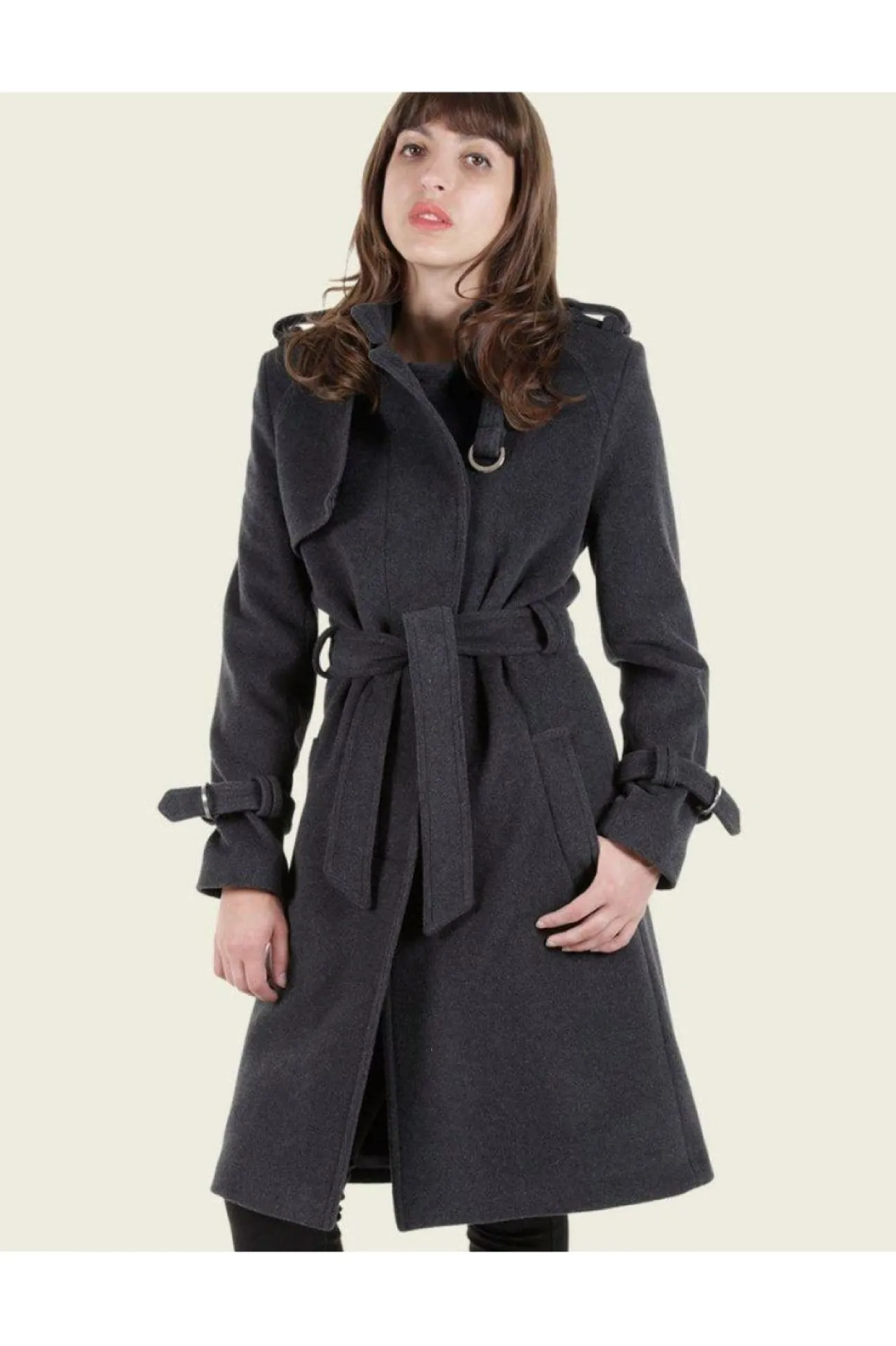 Women De La Creme Fashions Ventura Collarless Trench Coat