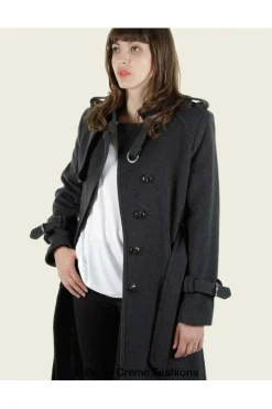 Women De La Creme Fashions Ventura Collarless Trench Coat