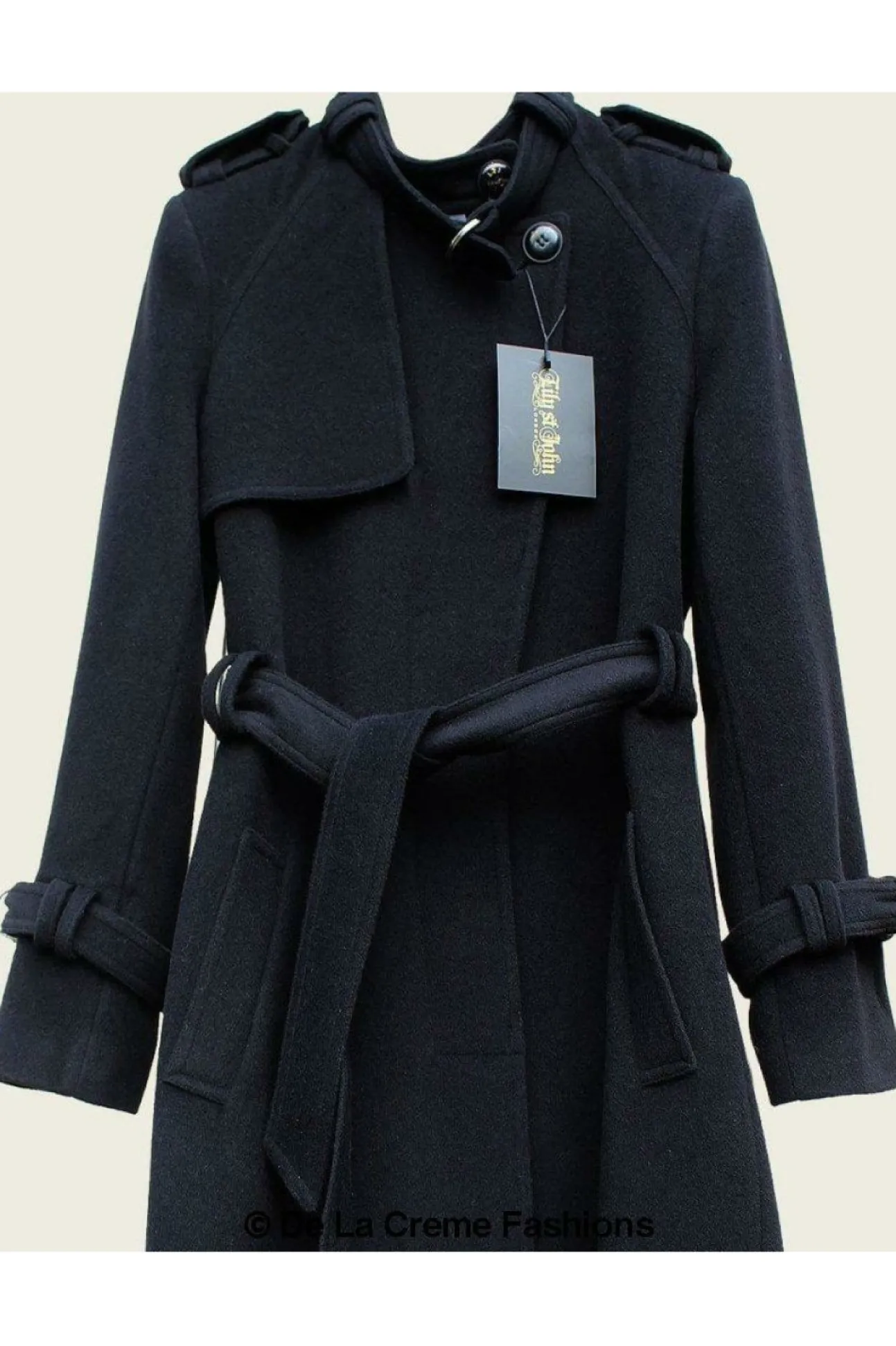 Women De La Creme Fashions Ventura Collarless Trench Coat