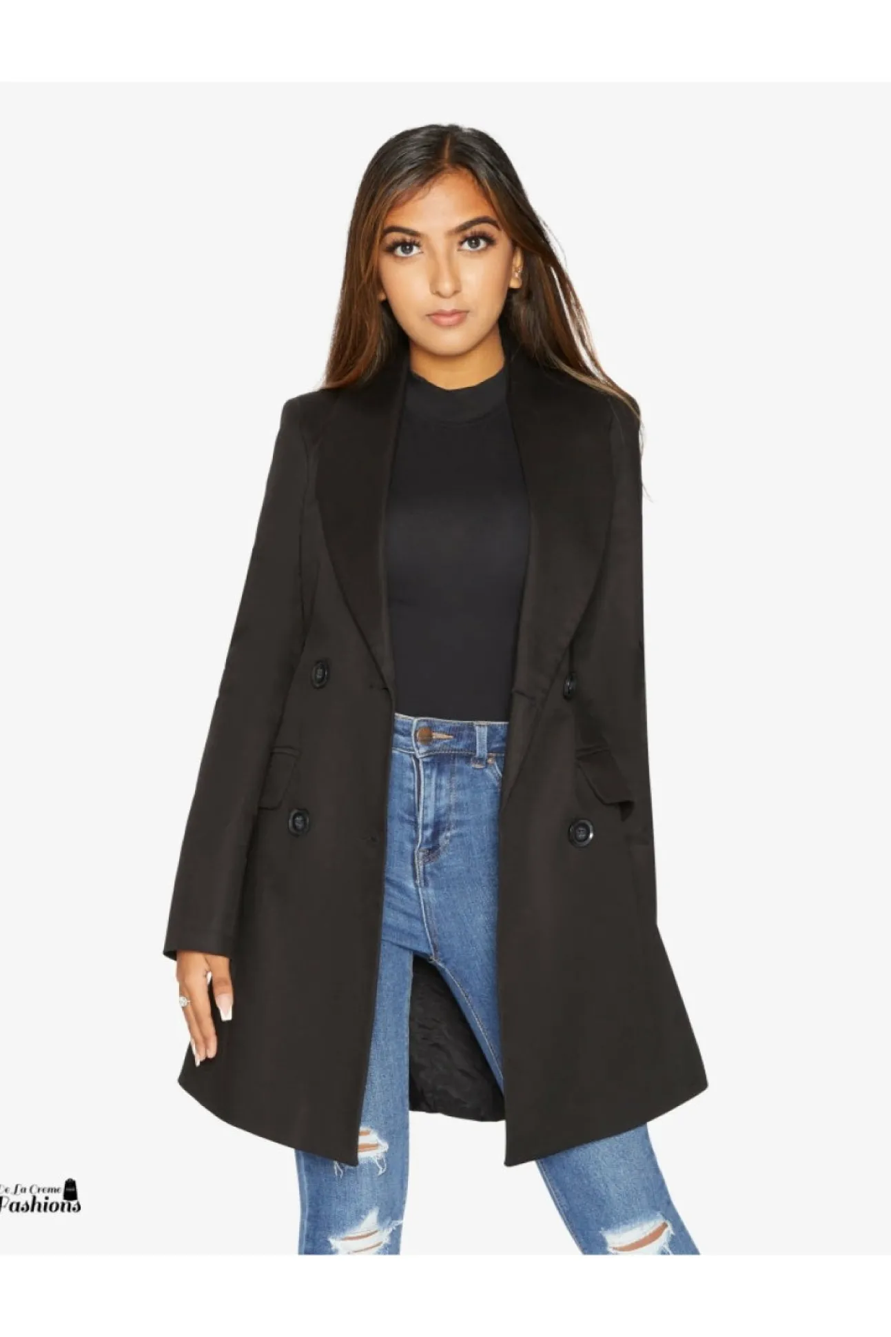 Women De La Creme Fashions Womens Double Breasted Longline Blazer