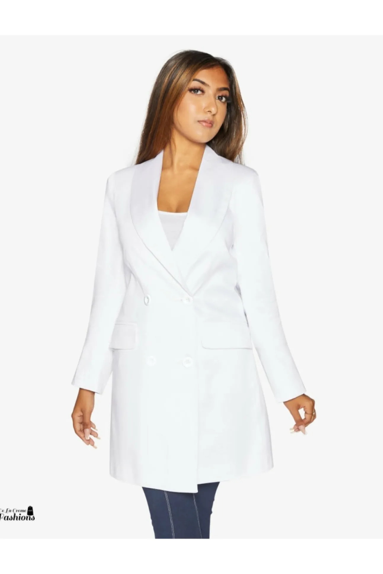 Women De La Creme Fashions Womens Double Breasted Longline Blazer