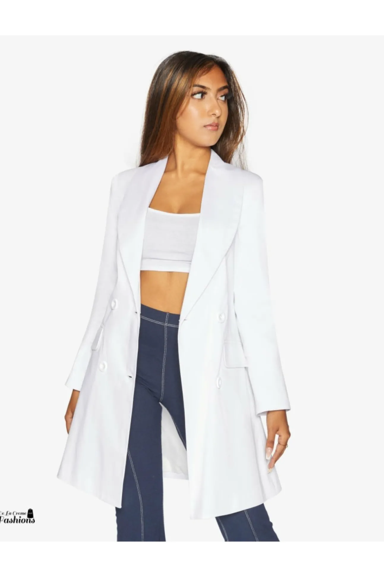 Women De La Creme Fashions Womens Double Breasted Longline Blazer