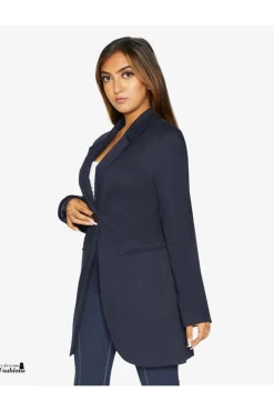 Women De La Creme Fashions Womens Curved Hem Longline Blazer