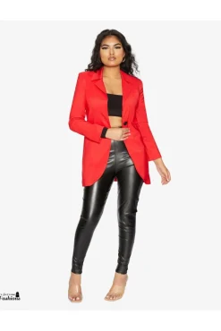 Women De La Creme Fashions Womens Curved Hem Longline Blazer